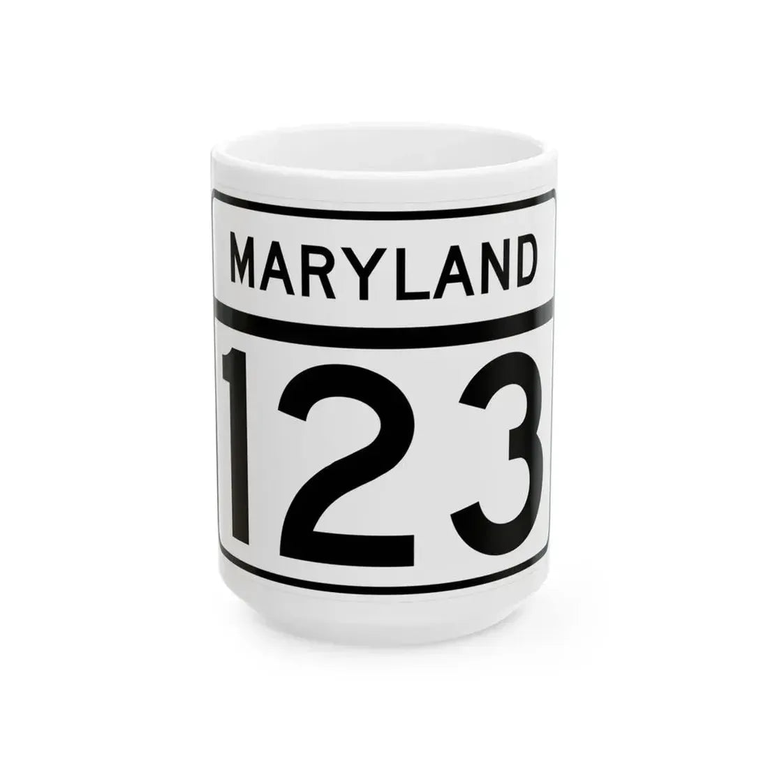 MD Route 123 (Maryland) (Road Sign) White Coffee Mug 15oz - Go Mug Yourself
