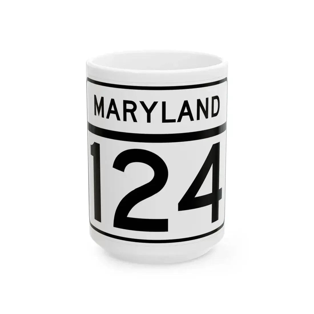 MD Route 124 (Maryland) (Road Sign) White Coffee Mug 15oz - Go Mug Yourself