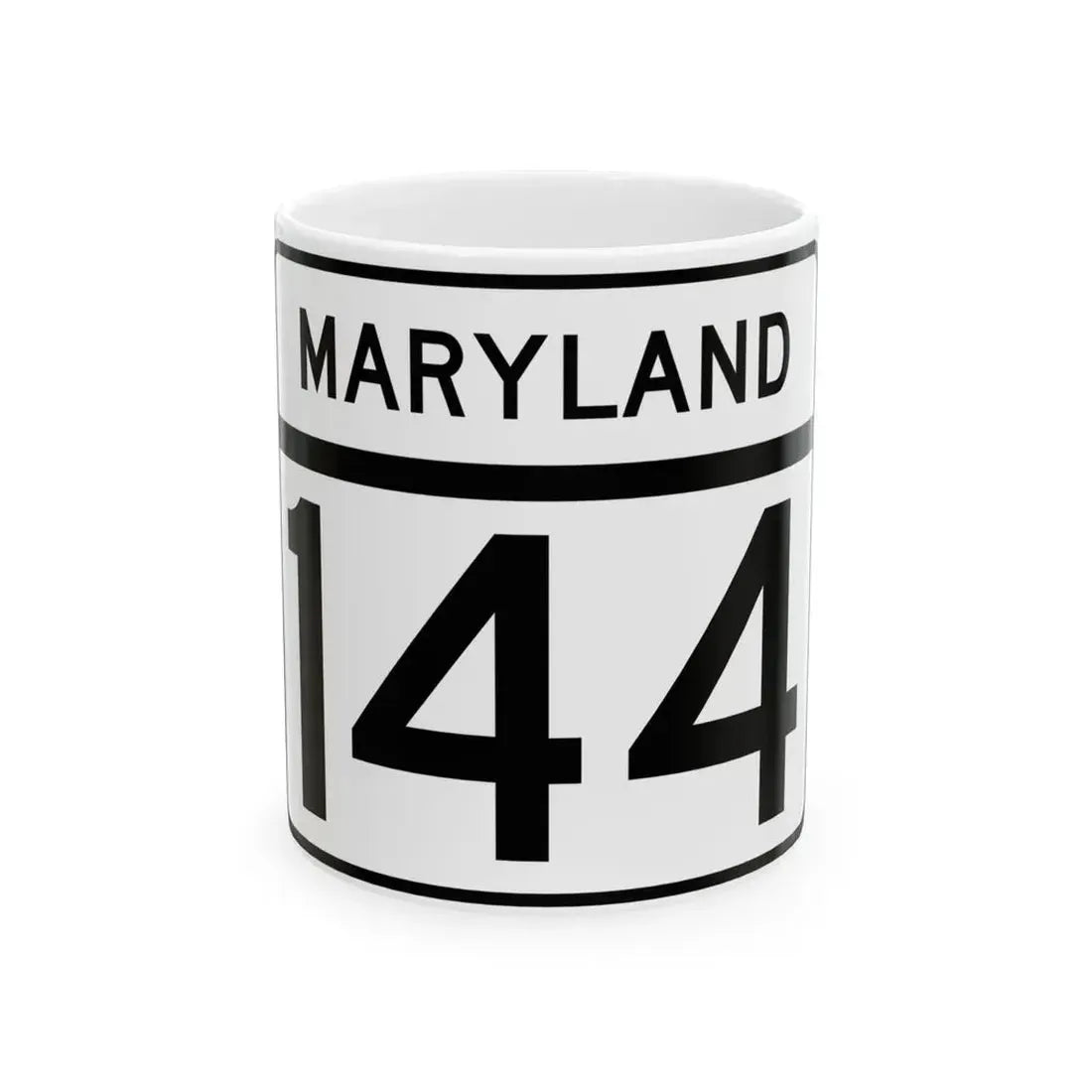 MD Route 144 (Maryland) (Road Sign) White Coffee Mug 11oz - Go Mug Yourself