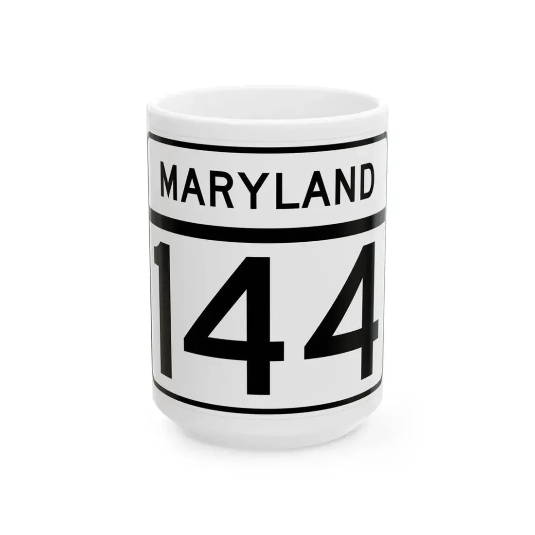 MD Route 144 (Maryland) (Road Sign) White Coffee Mug 15oz - Go Mug Yourself