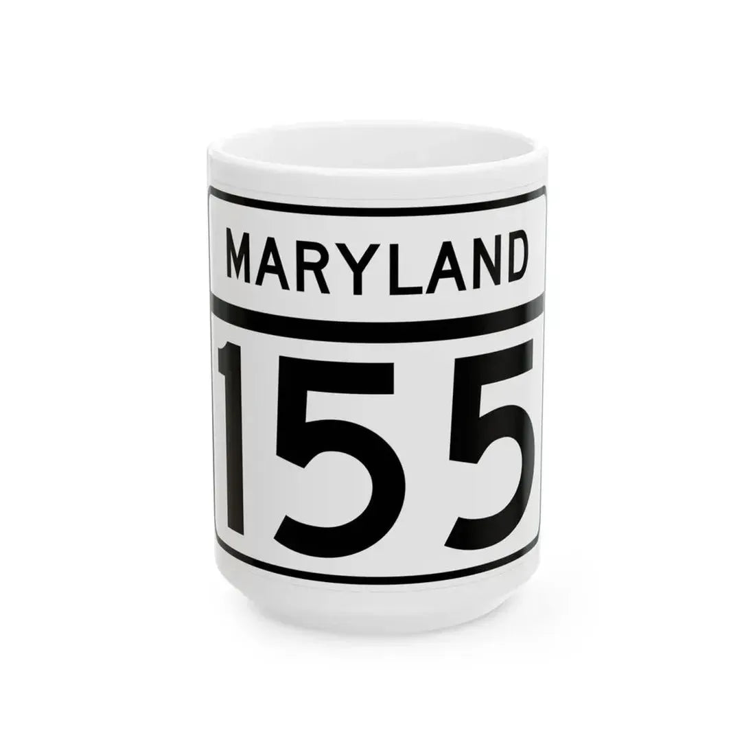 MD Route 155 (Maryland) (Road Sign) White Coffee Mug 15oz - Go Mug Yourself