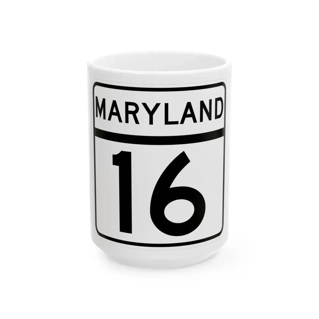 MD Route 16 (Maryland) (Road Sign) White Coffee Mug 15oz - Go Mug Yourself