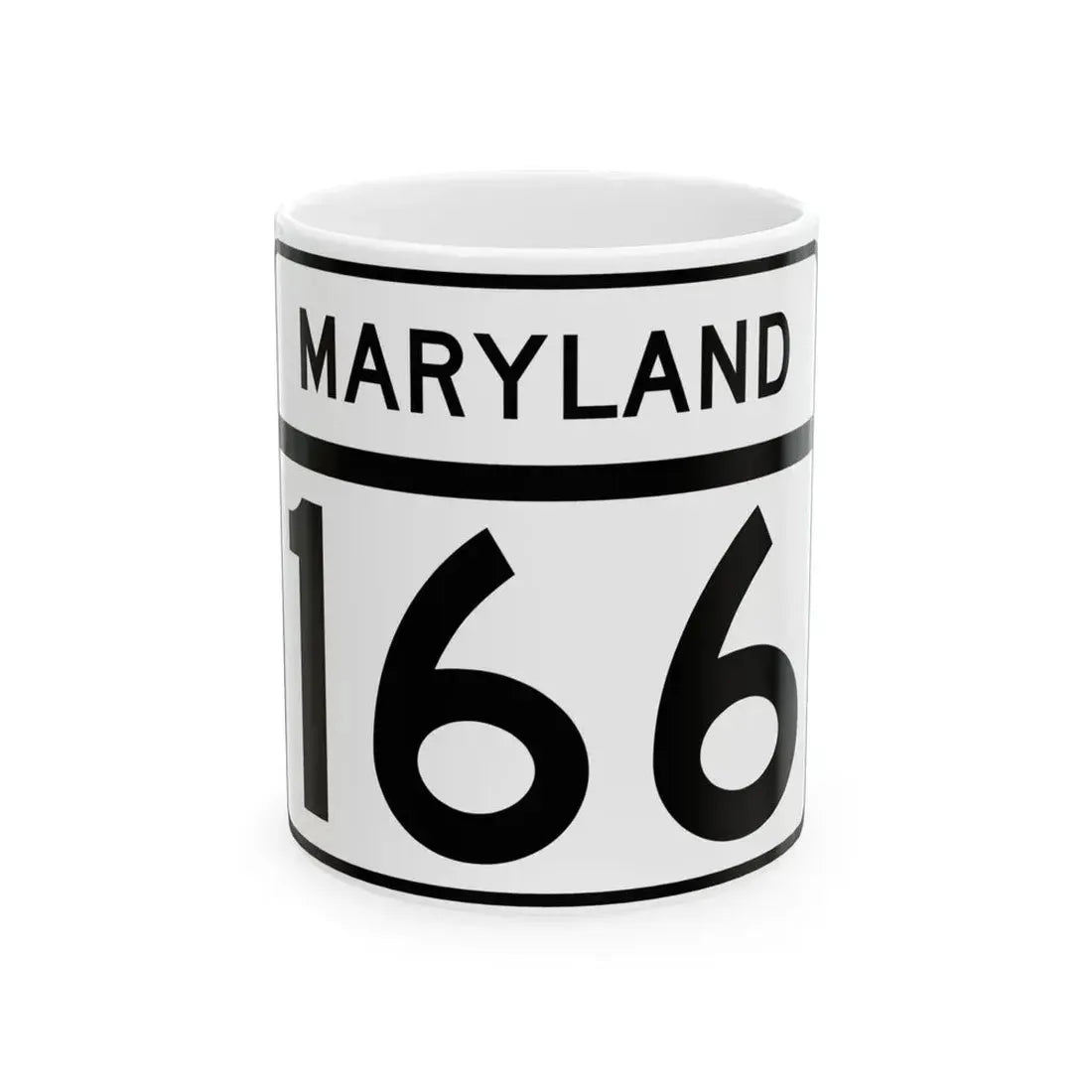 MD Route 166 (Maryland) (Road Sign) White Coffee Mug 11oz - Go Mug Yourself