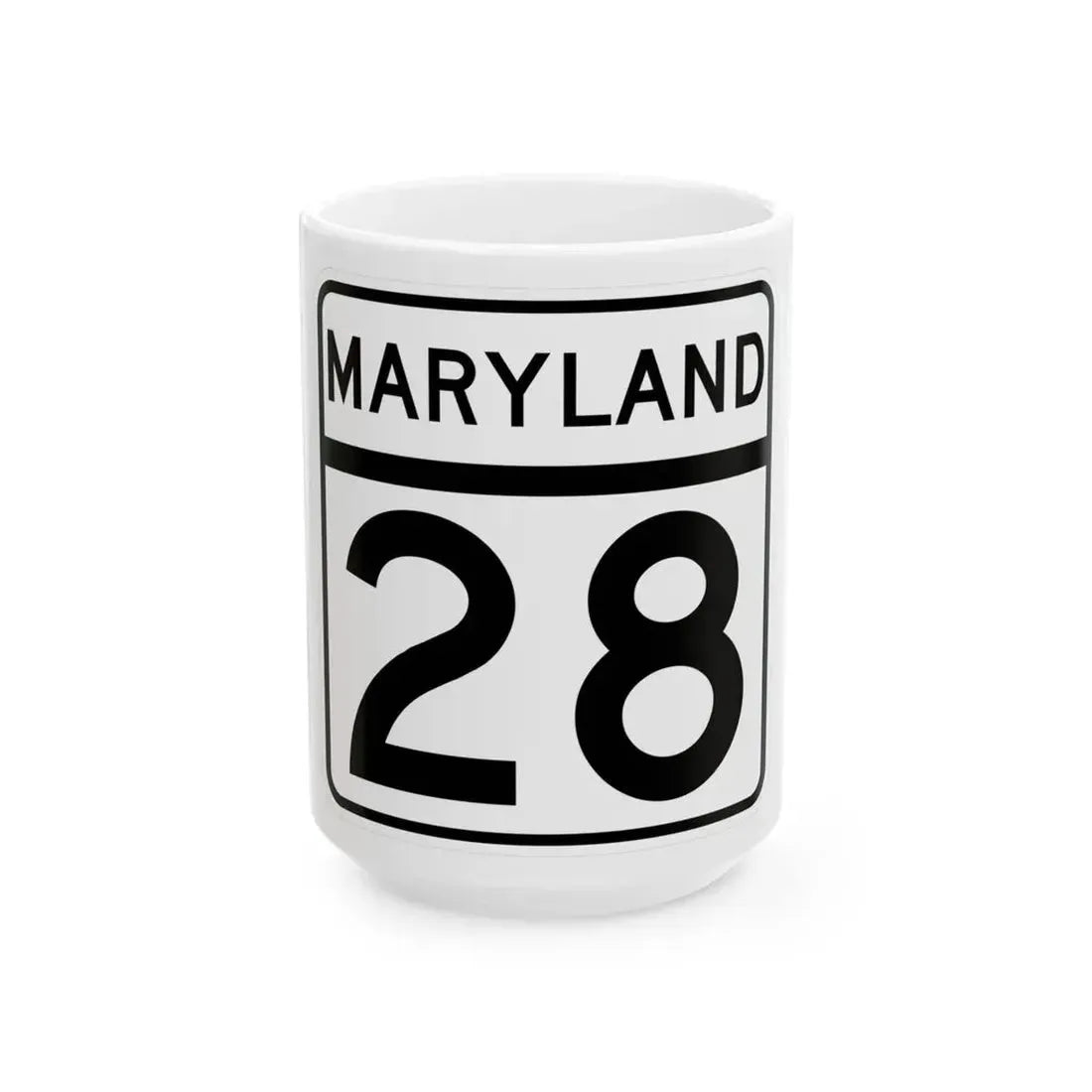 MD Route 28 (Maryland) (Road Sign) White Coffee Mug 15oz - Go Mug Yourself