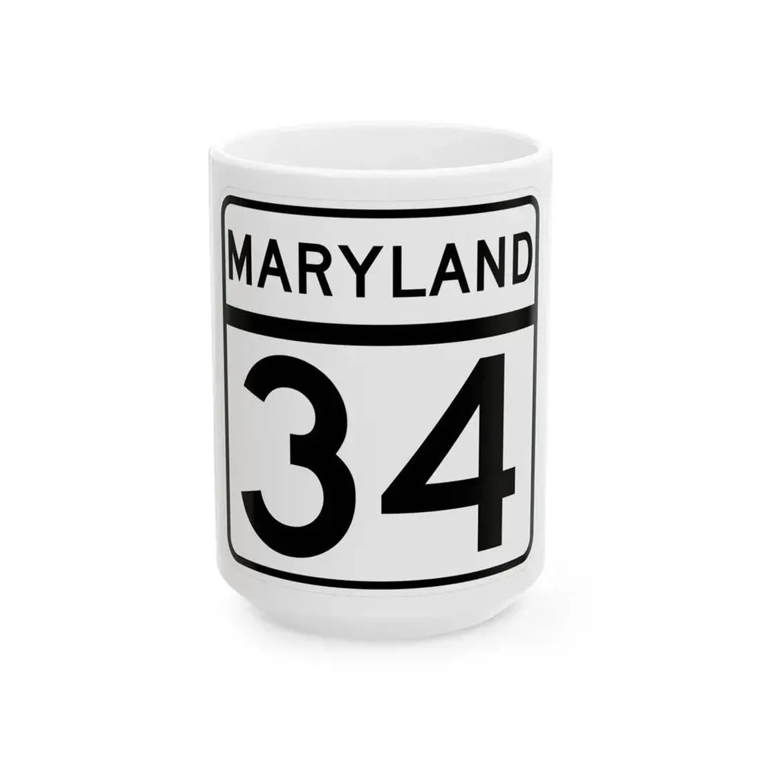 MD Route 34 (Maryland) (Road Sign) White Coffee Mug 15oz - Go Mug Yourself