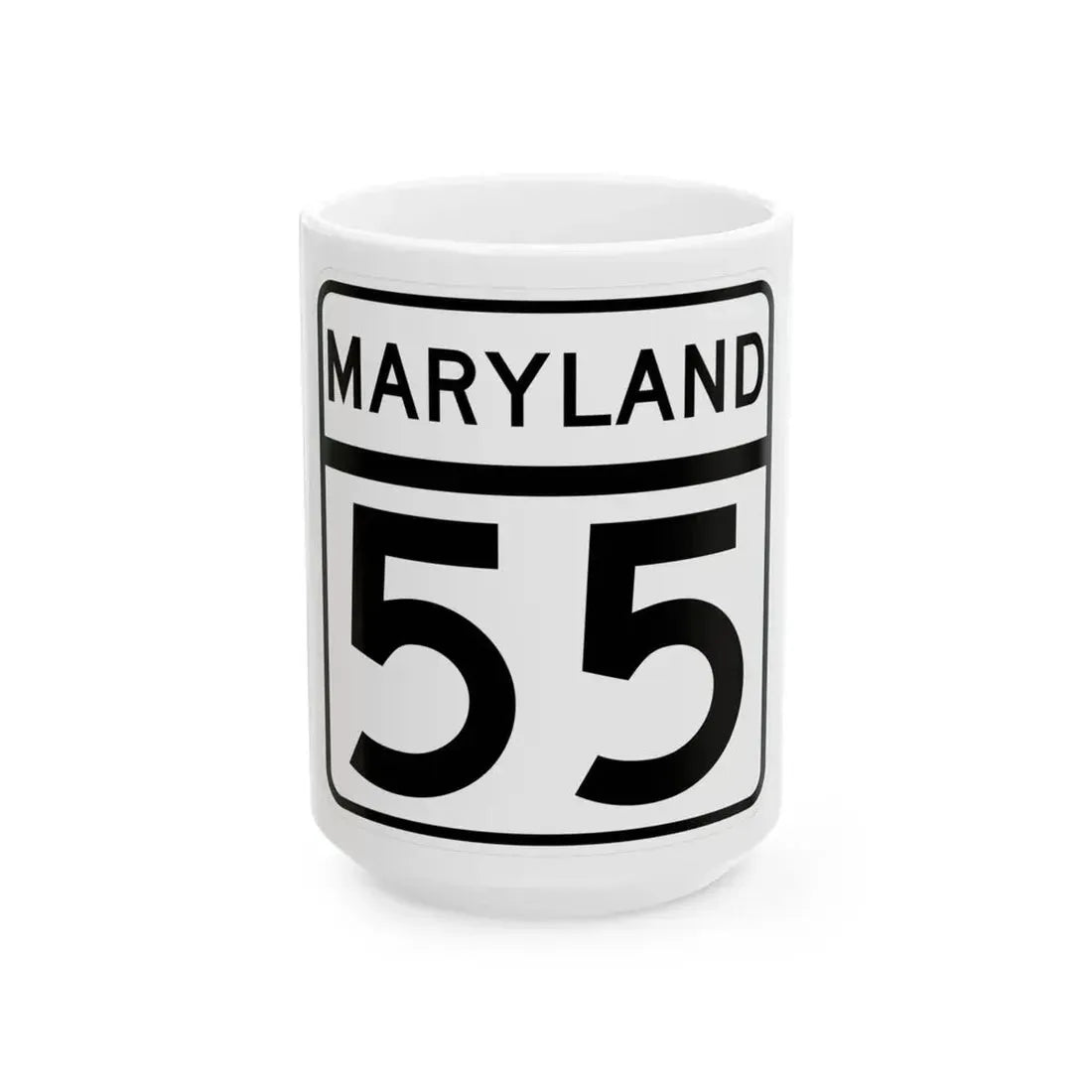 MD Route 55 (Maryland) (Road Sign) White Coffee Mug 15oz - Go Mug Yourself