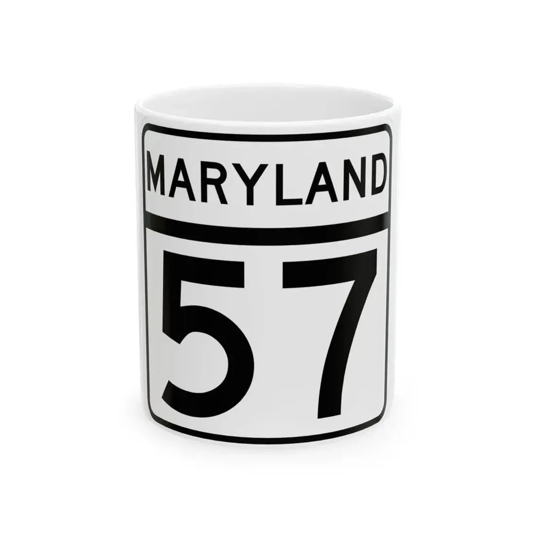 MD Route 57 (Maryland) (Road Sign) White Coffee Mug 11oz - Go Mug Yourself