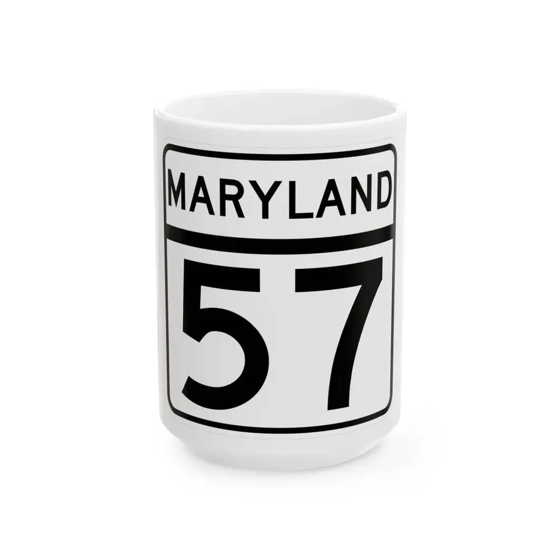 MD Route 57 (Maryland) (Road Sign) White Coffee Mug 15oz - Go Mug Yourself