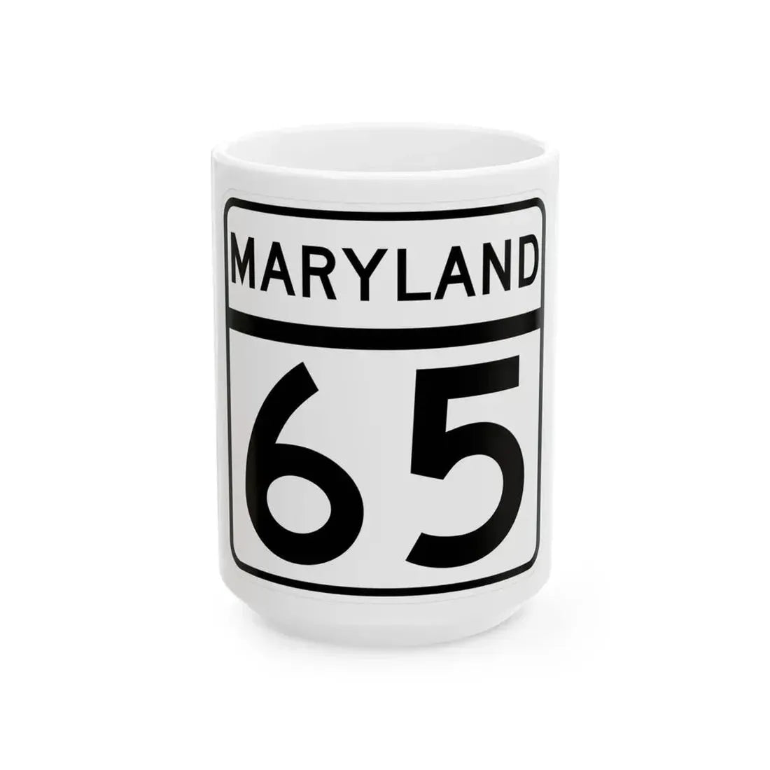MD Route 65 (Maryland) (Road Sign) White Coffee Mug 15oz - Go Mug Yourself
