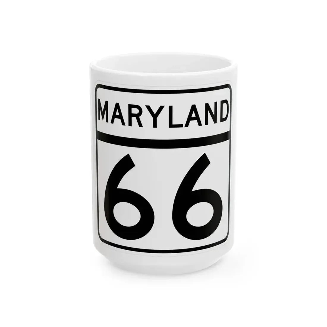 MD Route 66 (Maryland) (Road Sign) White Coffee Mug 15oz - Go Mug Yourself