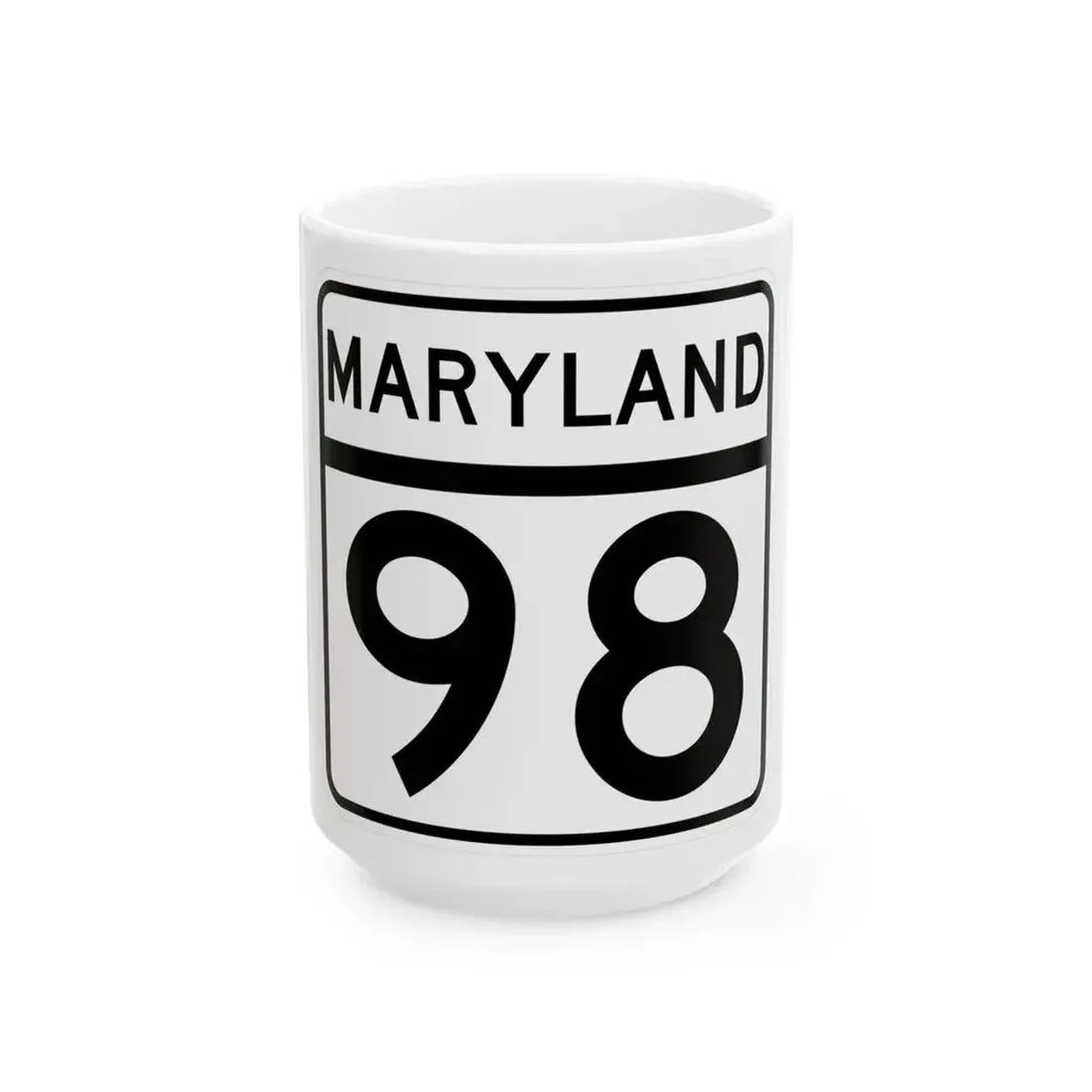 MD Route 98 (Maryland) (Road Sign) White Coffee Mug 15oz - Go Mug Yourself