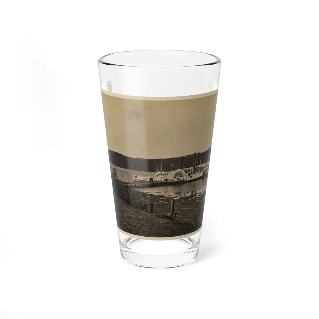 Medical Supply Ships Connecticut And Planter Docked At A Wharf On The Appomattox River (U.S. Civil War) Pint Glass 16oz 16oz - Go Mug Yourself