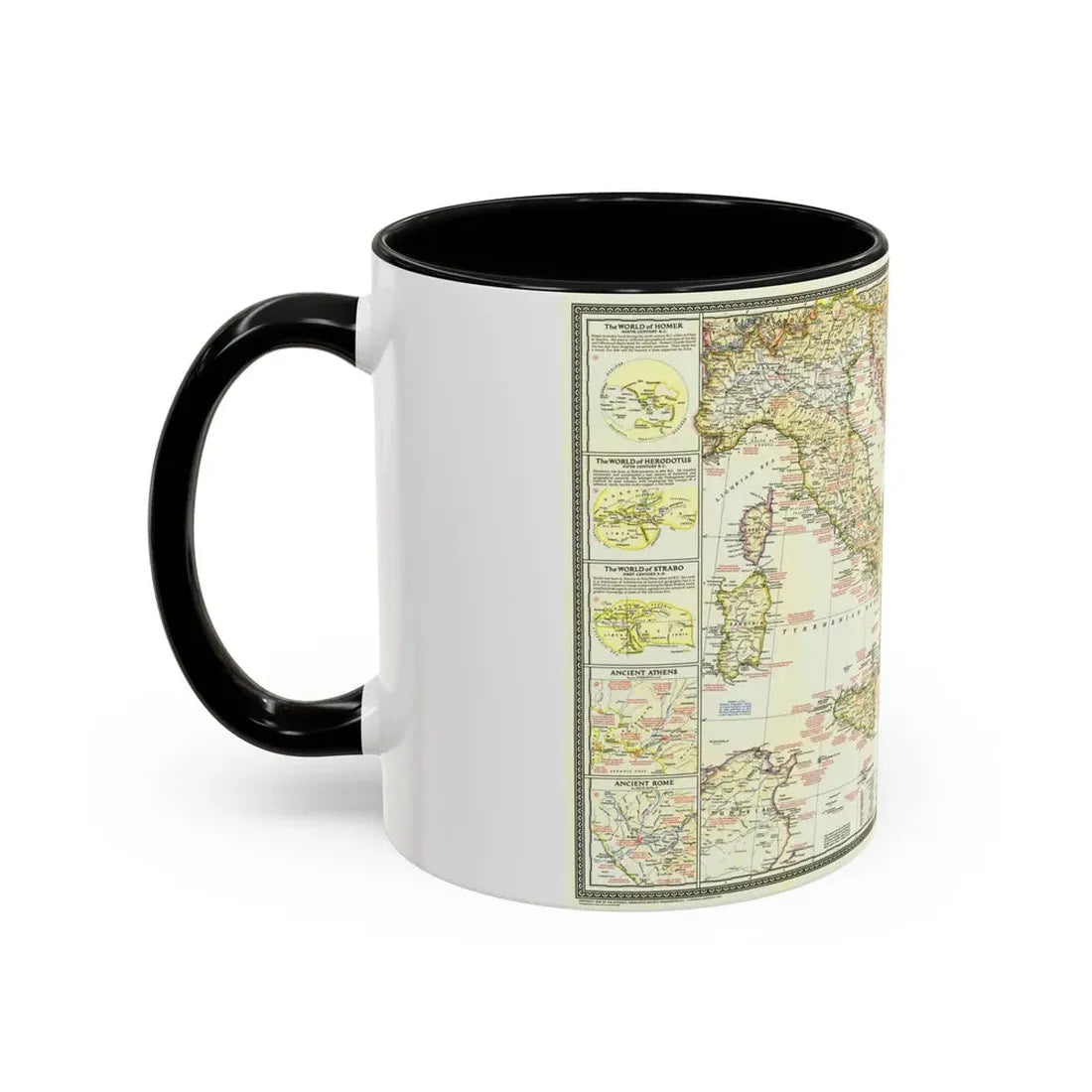 Mediterranean - Classical Lands (1949) (Map) Accent Coffee Mug - Go Mug Yourself
