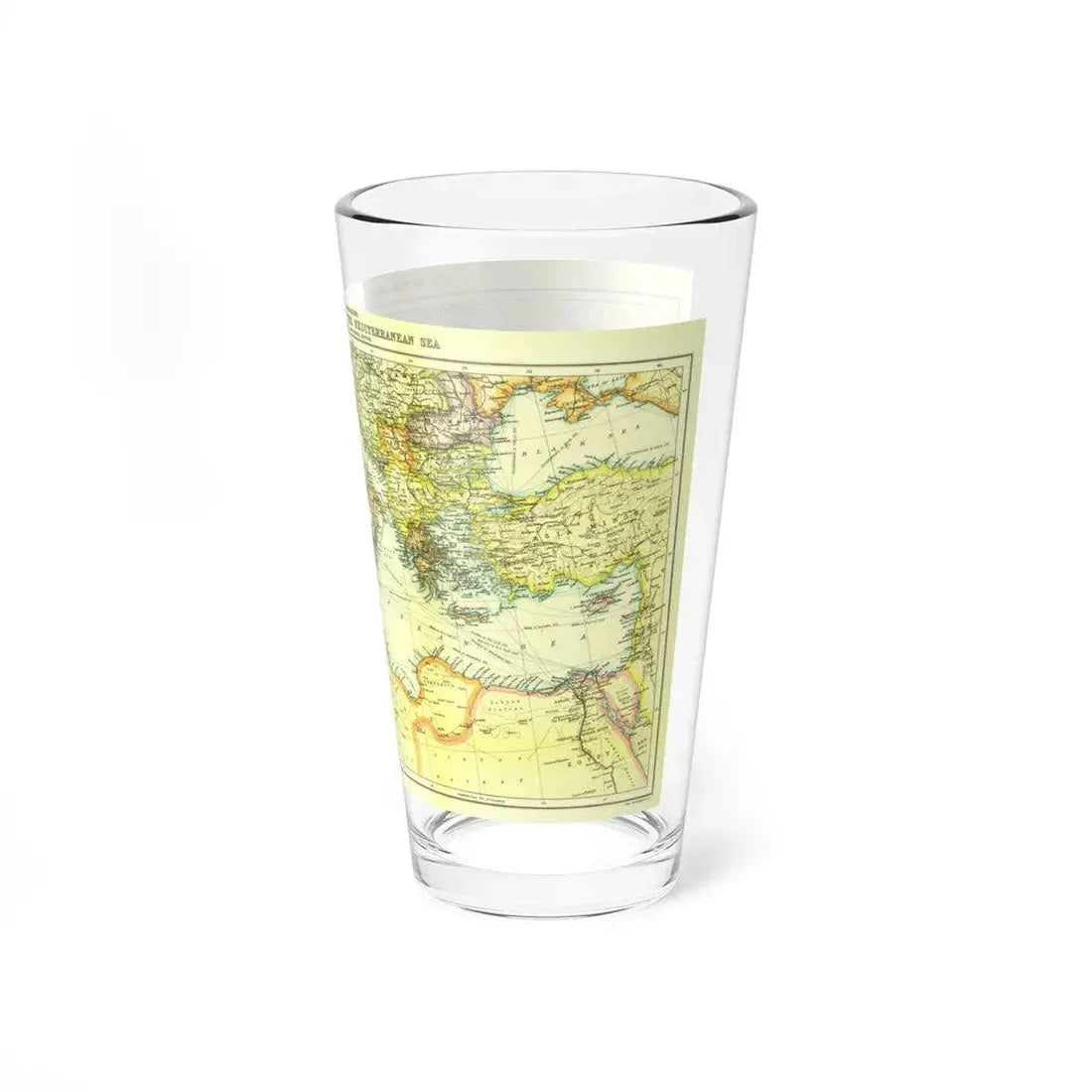 Mediterranean - Countries Bordering the (1912) (Map) Pint Glass 16oz - Go Mug Yourself