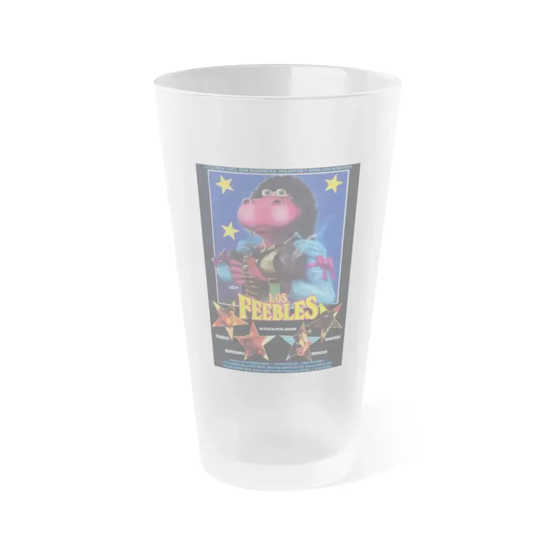 MEET THE FEEBLES (SPANISH) 1989 Movie Poster - Frosted Pint Glass 16oz 16oz Frosted - Go Mug Yourself