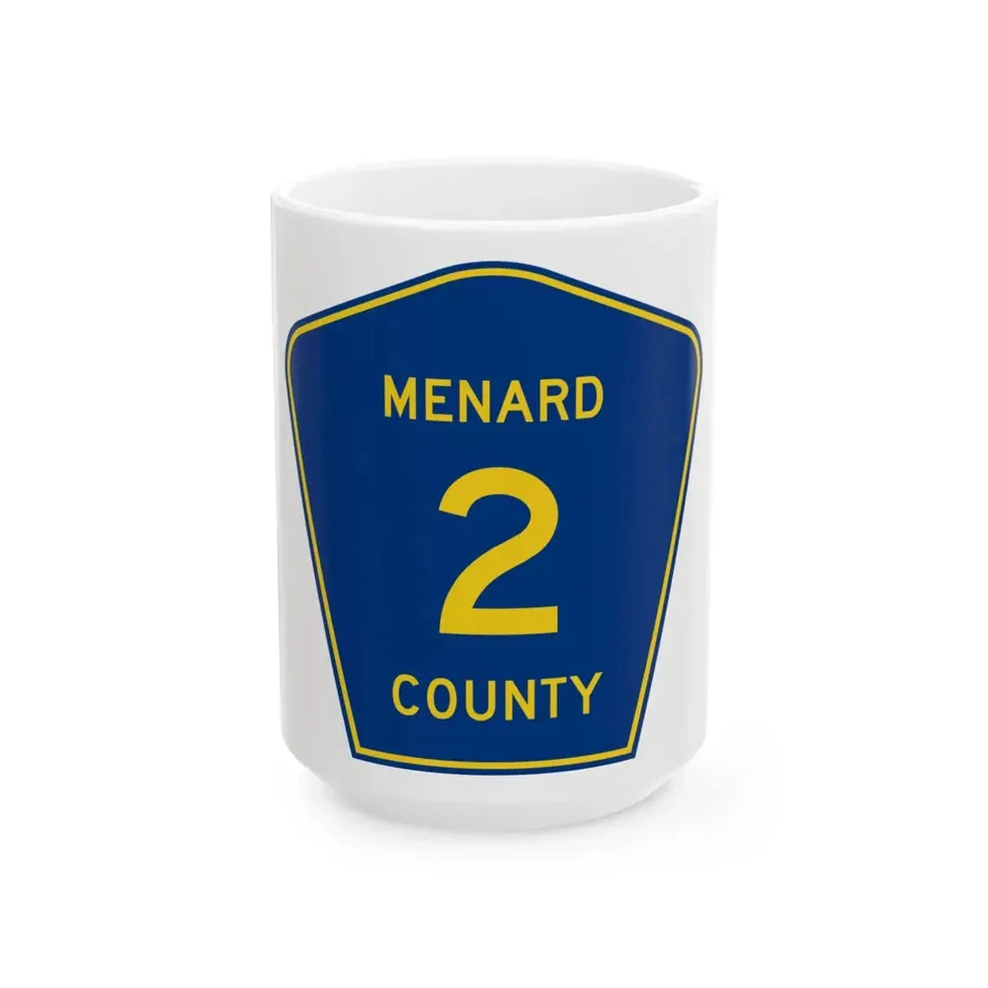 Menard County 2 (Illinois) (Road Sign) White Coffee Mug 15oz - Go Mug Yourself