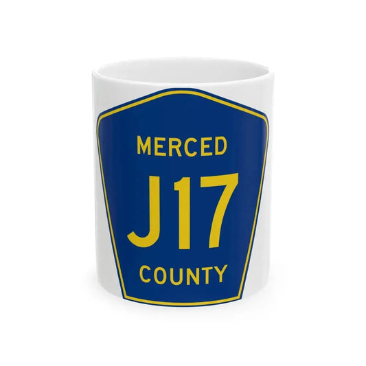 Merced County J17 (California) (Road Sign) White Coffee Mug 11oz - Go Mug Yourself
