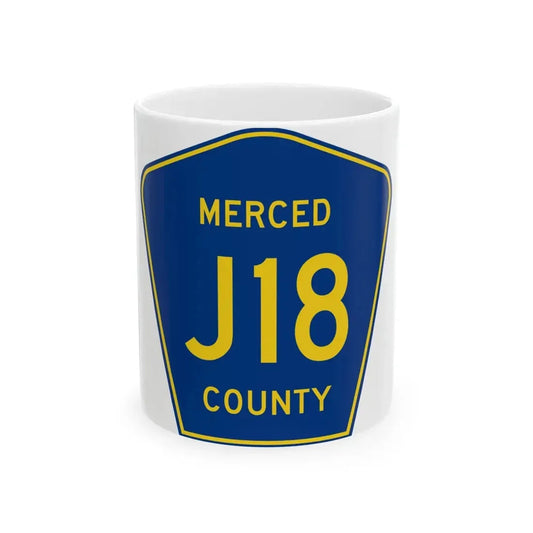 Merced County J18 (California) (Road Sign) White Coffee Mug 11oz - Go Mug Yourself