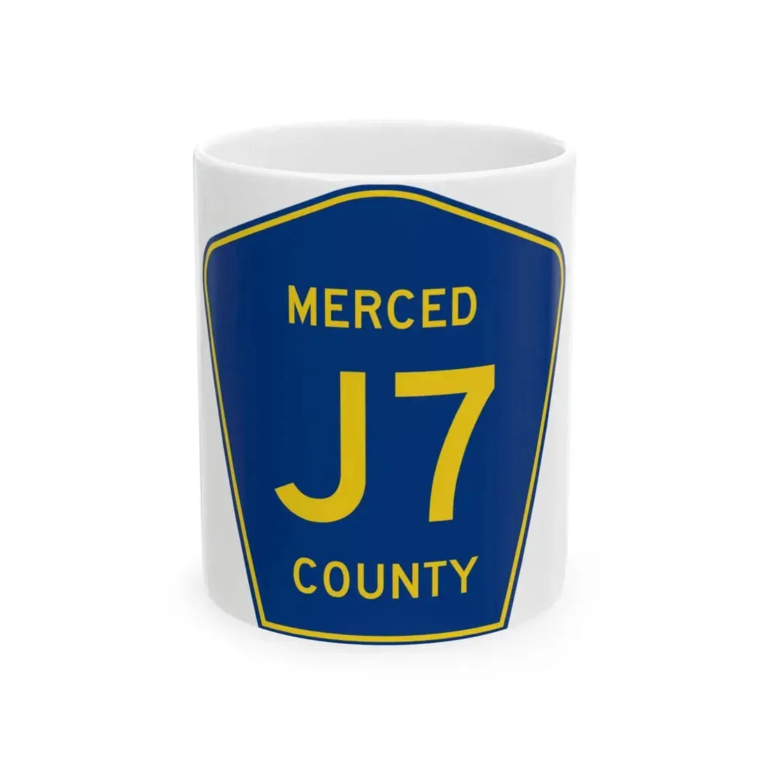 Merced County J7 (California) (Road Sign) White Coffee Mug 11oz - Go Mug Yourself