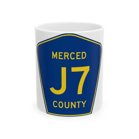 Merced County J7 (California) (Road Sign) White Coffee Mug 11oz - Go Mug Yourself