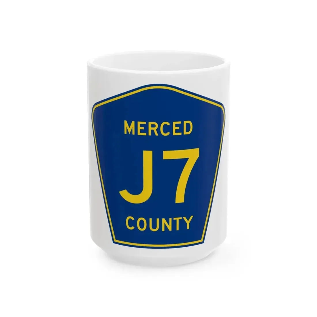 Merced County J7 (California) (Road Sign) White Coffee Mug 15oz - Go Mug Yourself