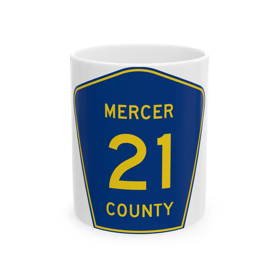 Mercer County Route 21 ND (North Dakota) (Road Sign) White Coffee Mug 11oz - Go Mug Yourself