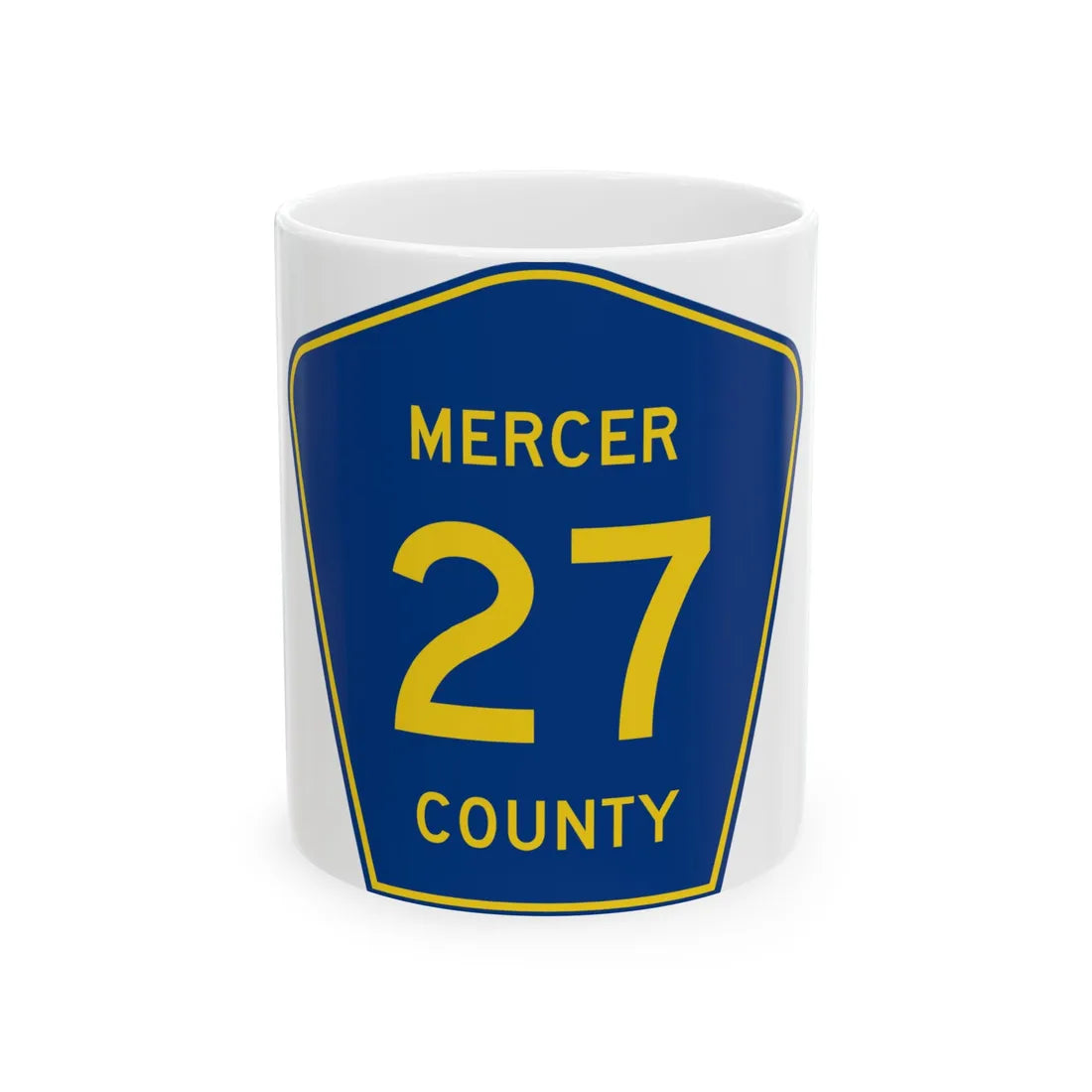 Mercer County Route 27 ND (North Dakota) (Road Sign) White Coffee Mug 11oz - Go Mug Yourself