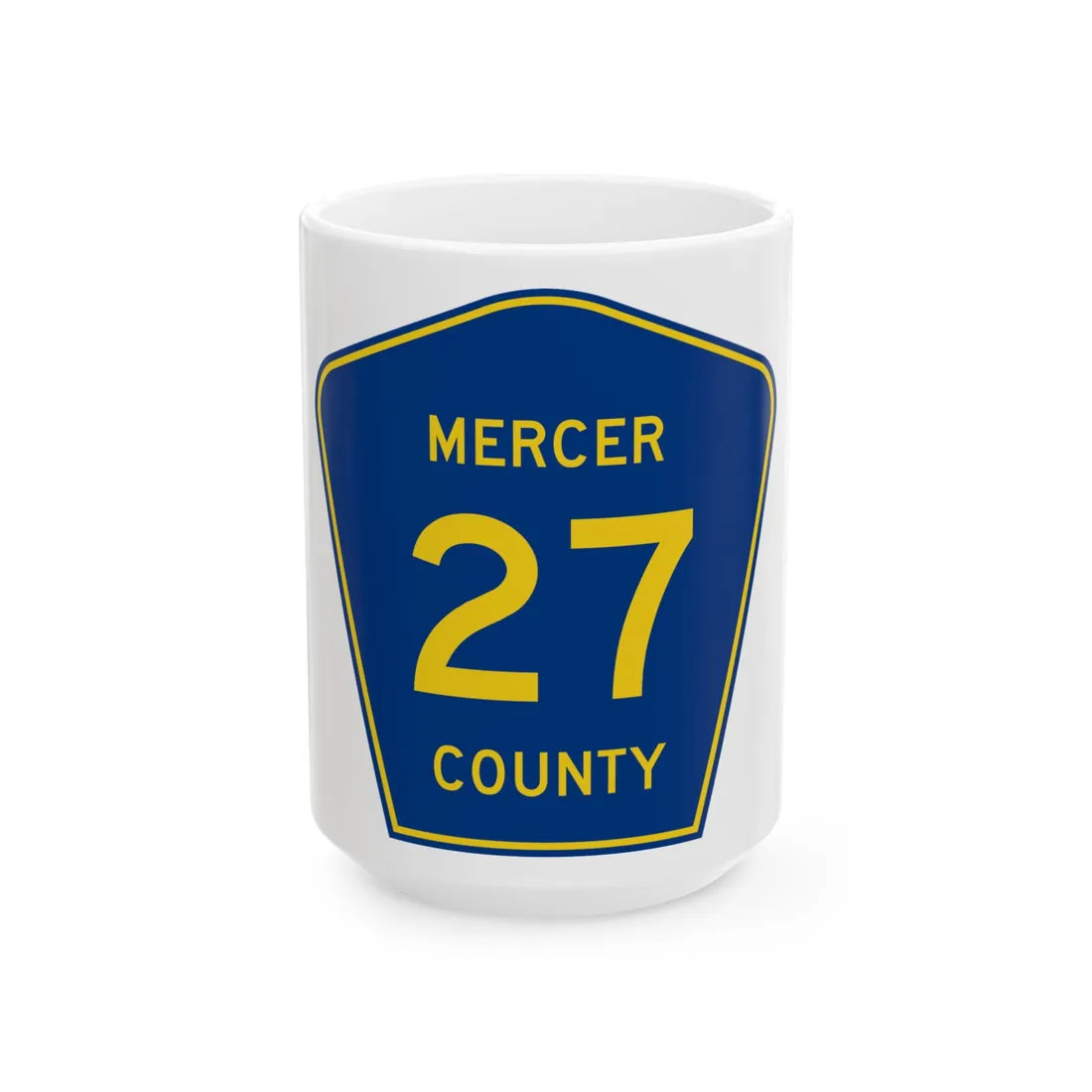 Mercer County Route 27 ND (North Dakota) (Road Sign) White Coffee Mug 15oz - Go Mug Yourself