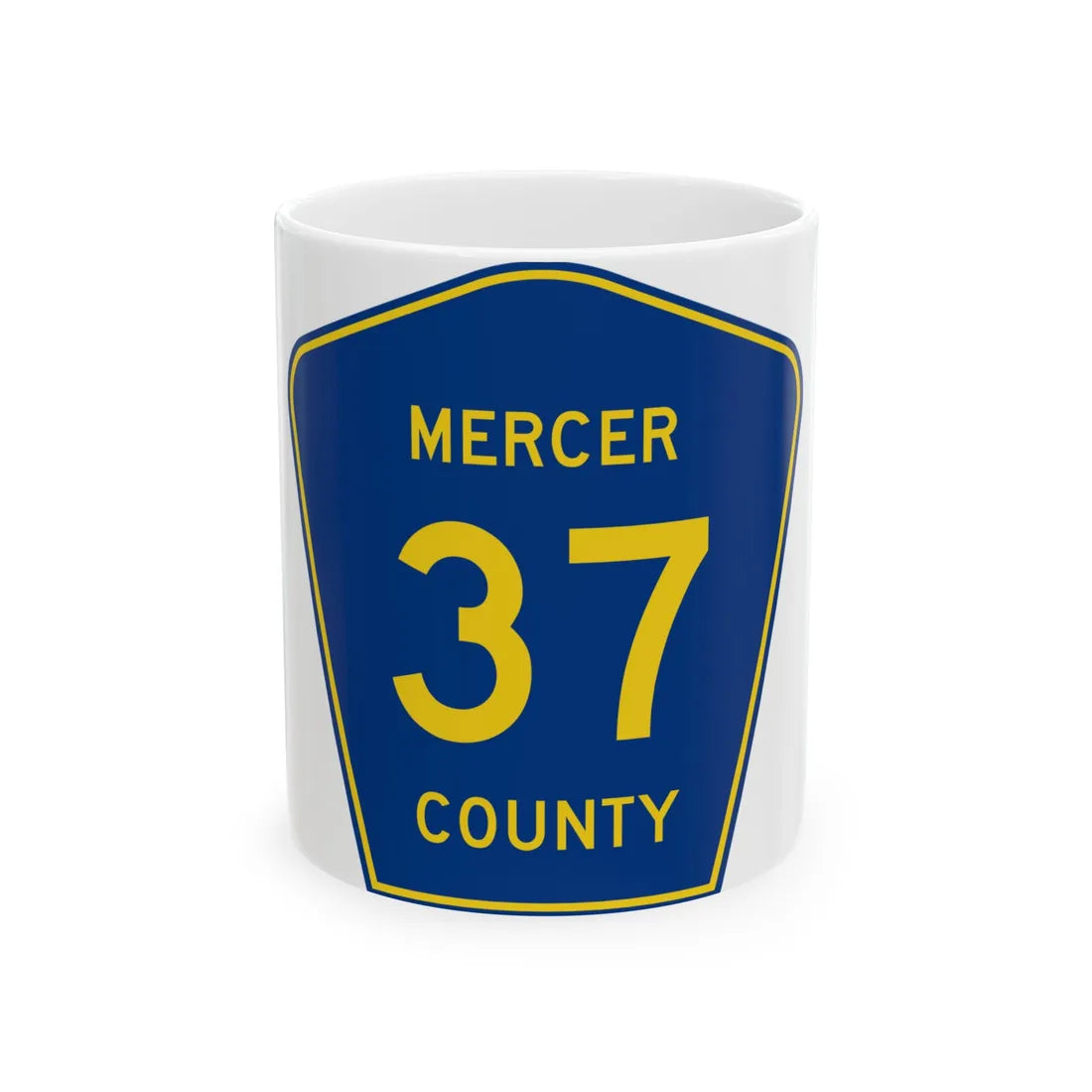 Mercer County Route 37 ND (North Dakota) (Road Sign) White Coffee Mug 11oz - Go Mug Yourself