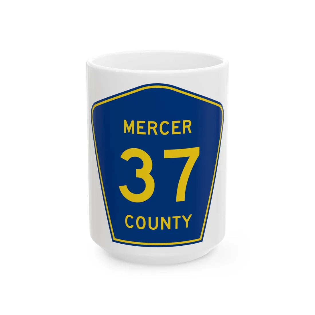Mercer County Route 37 ND (North Dakota) (Road Sign) White Coffee Mug 15oz - Go Mug Yourself