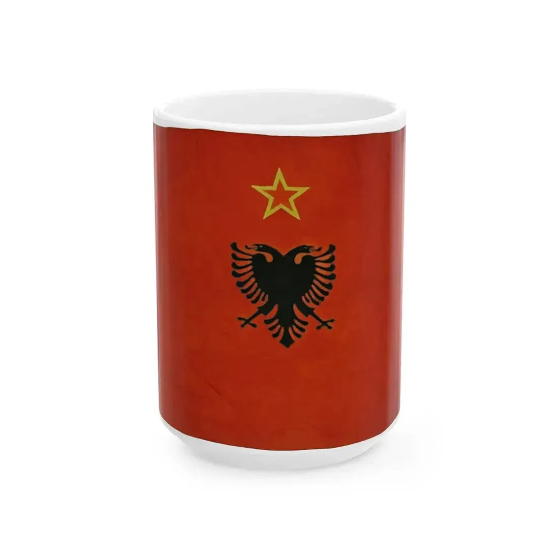 Merchant Flag of the Peoples Republic of Albania 1955 (Albania) White Coffee Mug 15oz - Go Mug Yourself