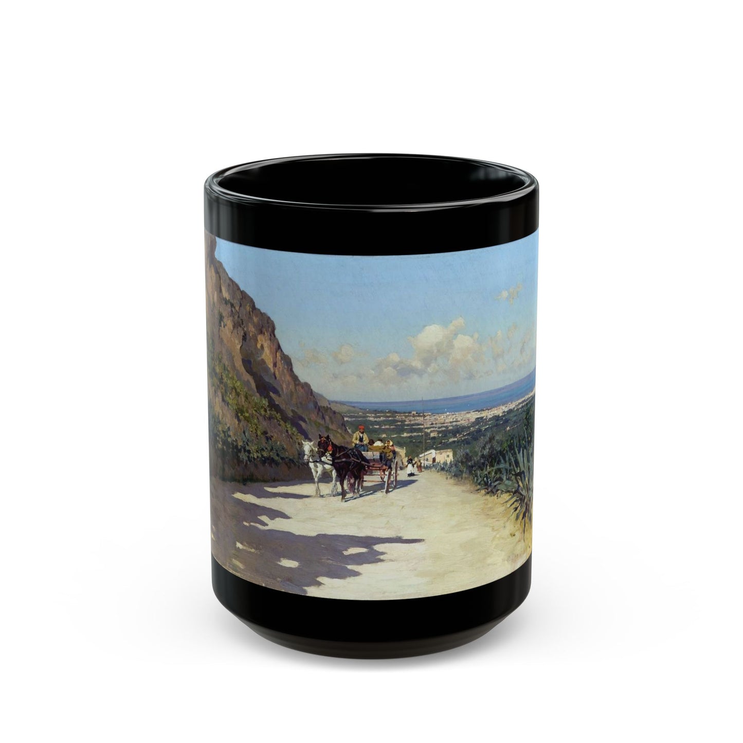 Michele Cortegiani (1857-1928) Veduta di Palermo - Black Coffee Mug-15oz-Go Mug Yourself