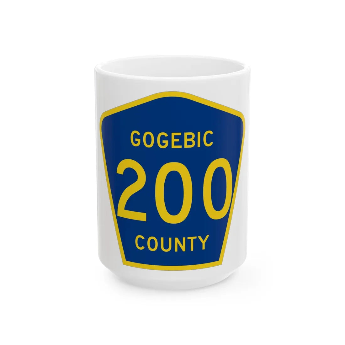 Michigan 200 Gogebic County (Michigan) (Road Sign) White Coffee Mug 15oz - Go Mug Yourself