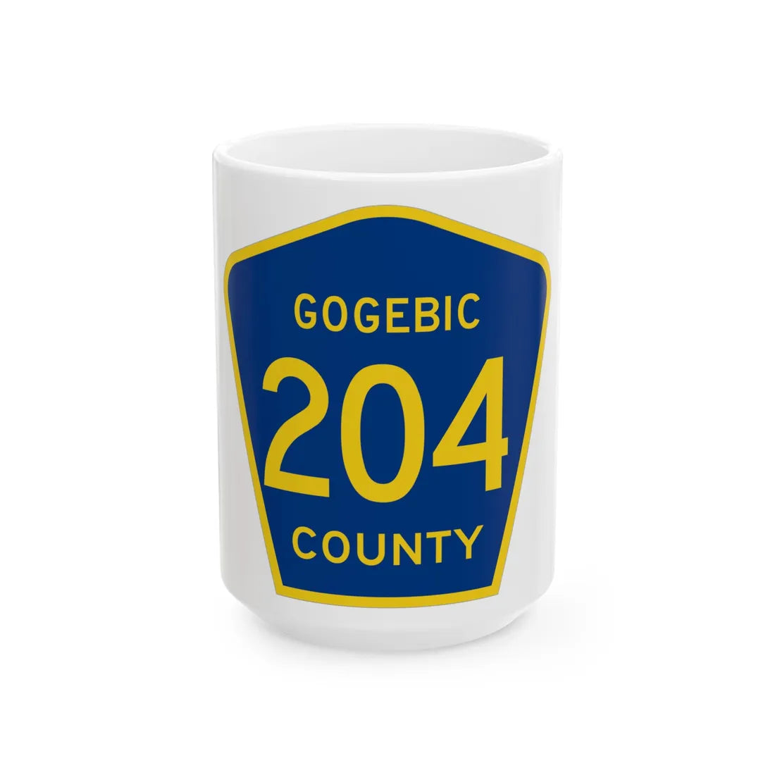 Michigan 204 Gogebic County (Michigan) (Road Sign) White Coffee Mug 15oz - Go Mug Yourself