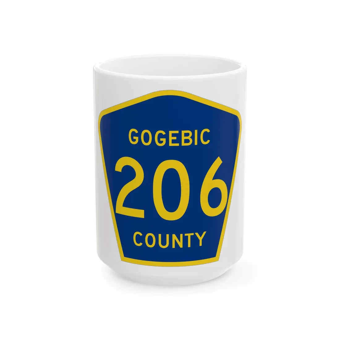 Michigan 206 Gogebic County (Michigan) (Road Sign) White Coffee Mug 15oz - Go Mug Yourself