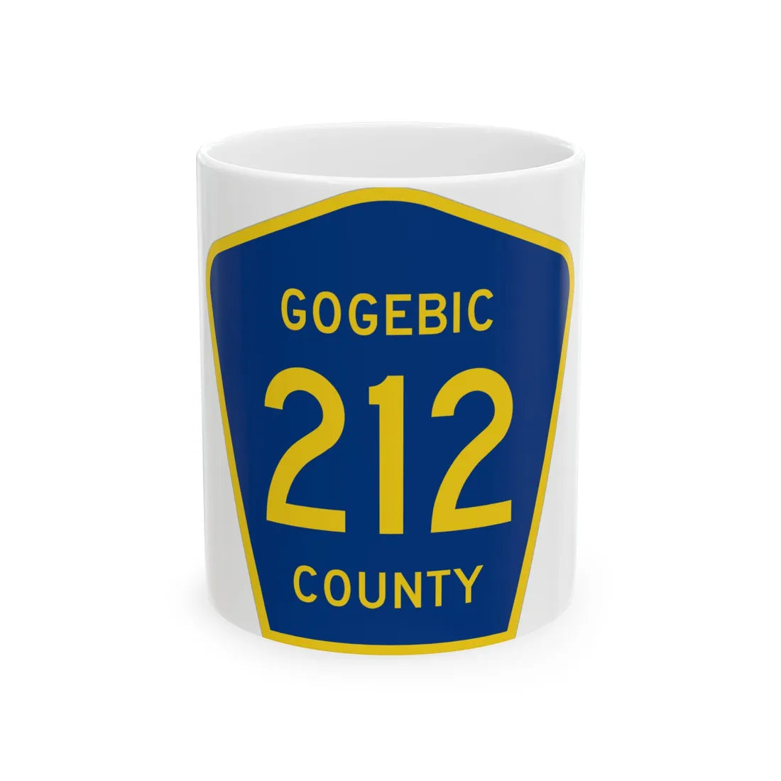 Michigan 212 Gogebic County (Michigan) (Road Sign) White Coffee Mug 11oz - Go Mug Yourself