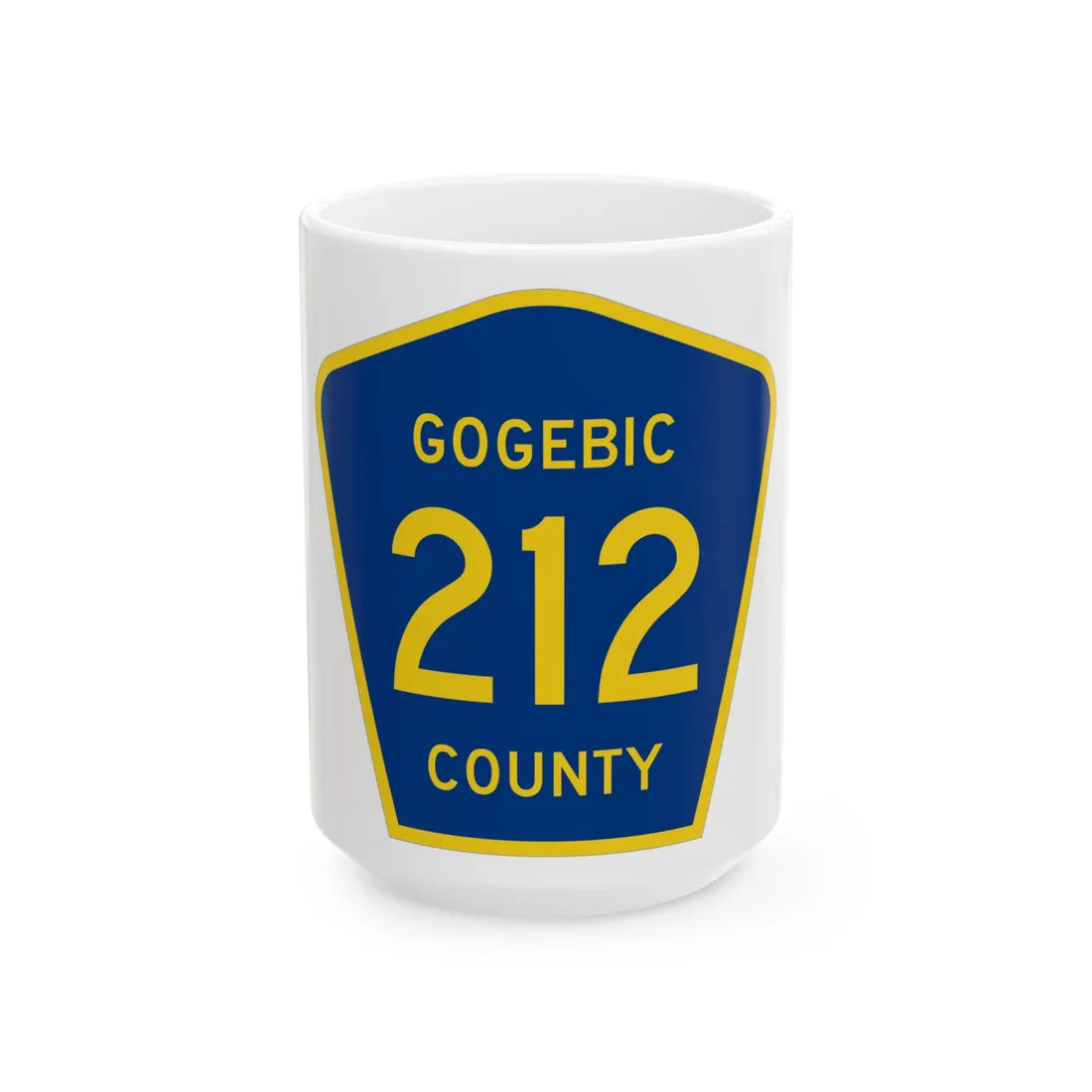 Michigan 212 Gogebic County (Michigan) (Road Sign) White Coffee Mug 15oz - Go Mug Yourself