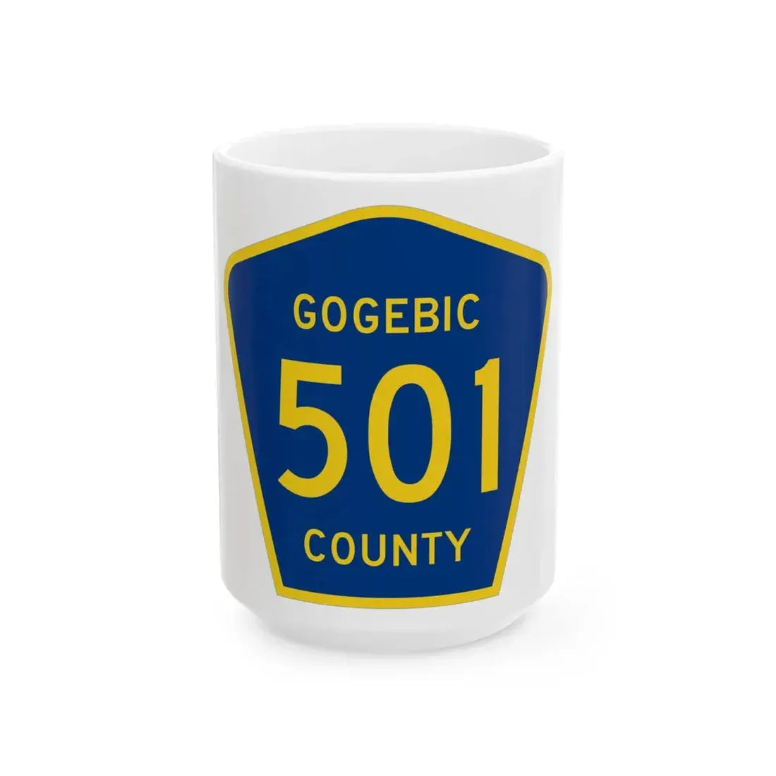 Michigan 501 Gogebic County (Michigan) (Road Sign) White Coffee Mug 15oz - Go Mug Yourself