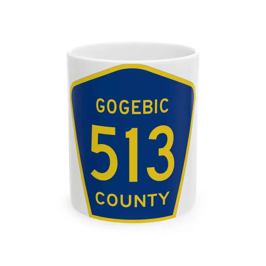 Michigan 513 Gogebic County (Michigan) (Road Sign) White Coffee Mug 11oz - Go Mug Yourself