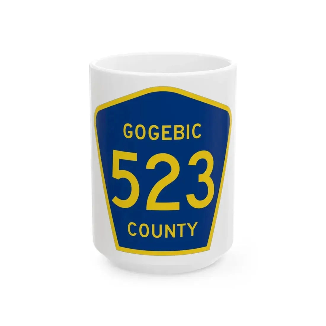 Michigan 523 Gogebic County (Michigan) (Road Sign) White Coffee Mug 15oz - Go Mug Yourself