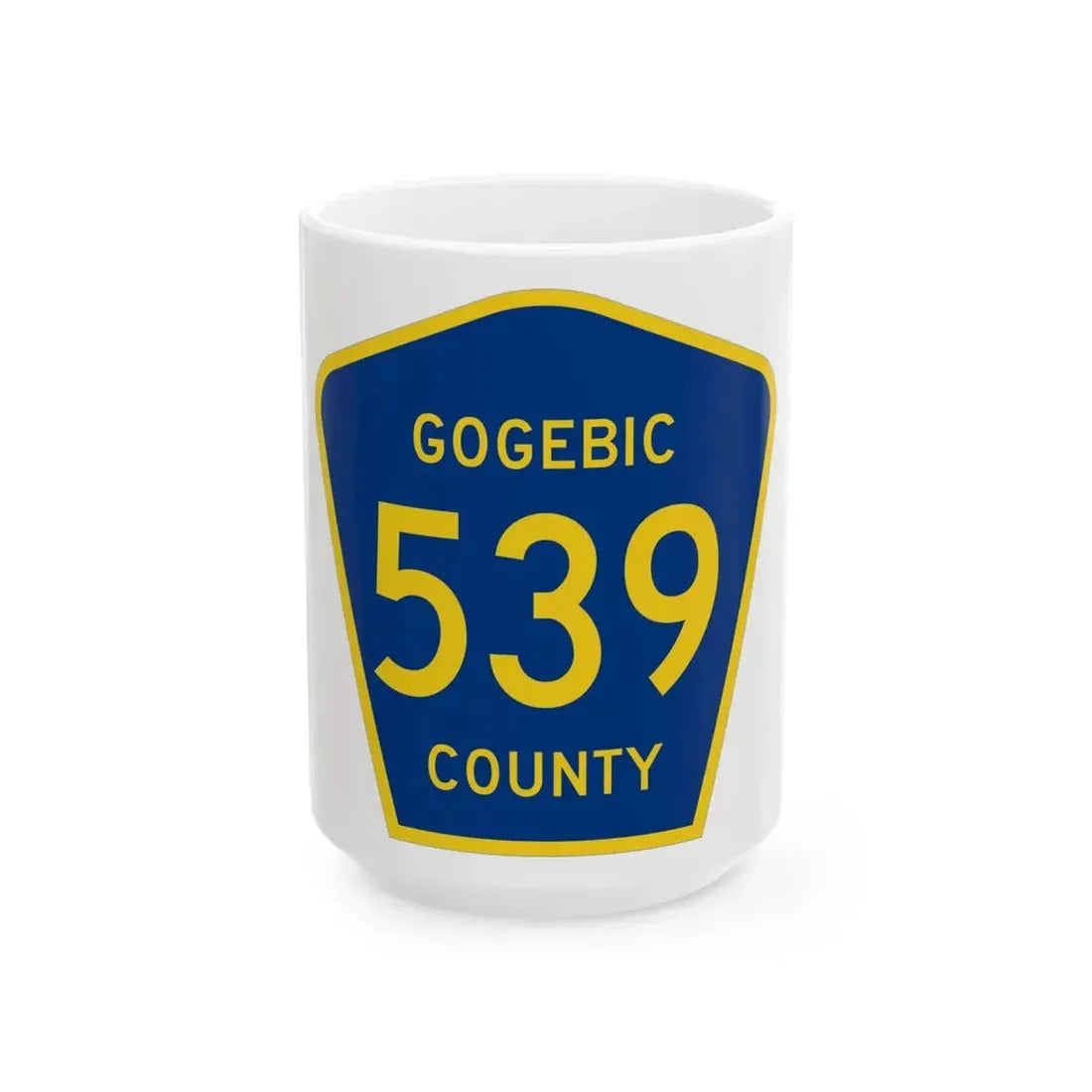 Michigan 539 Gogebic County (Michigan) (Road Sign) White Coffee Mug 15oz - Go Mug Yourself