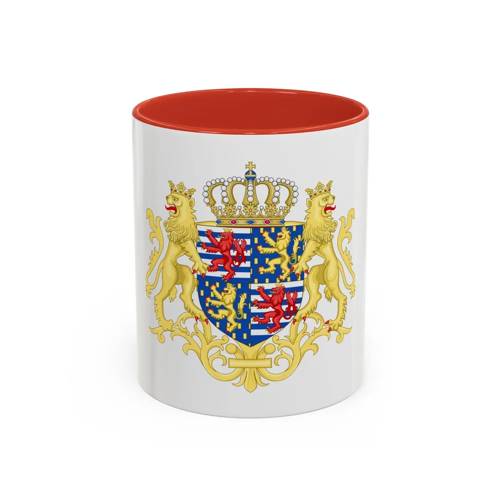 Middle coat of arms of the Grand Duke of Luxembourg (2000) - Accent Coffee Mug 11oz Red - Go Mug Yourself