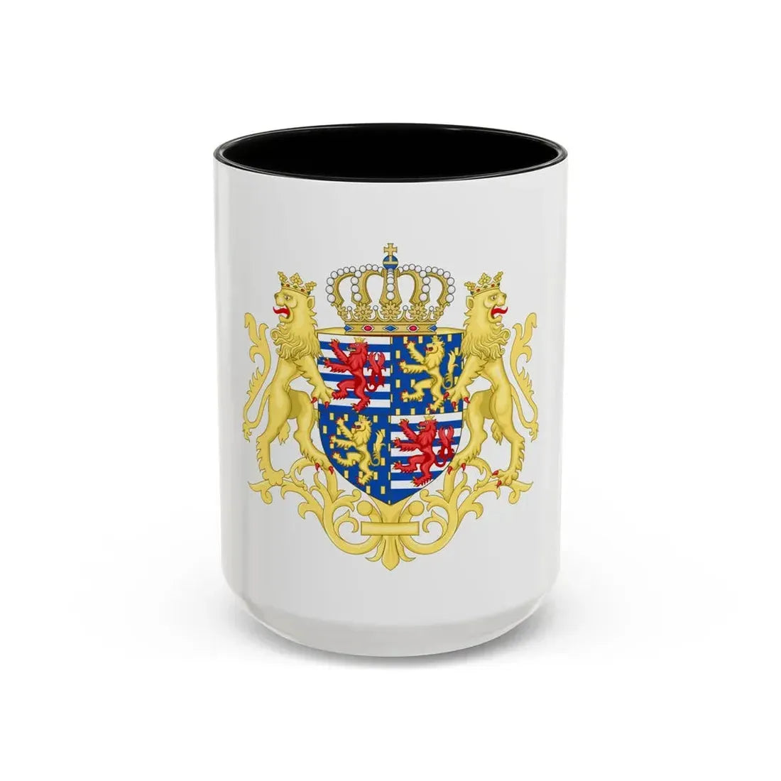 Middle coat of arms of the Grand Duke of Luxembourg (2000) - Accent Coffee Mug 15oz Black - Go Mug Yourself