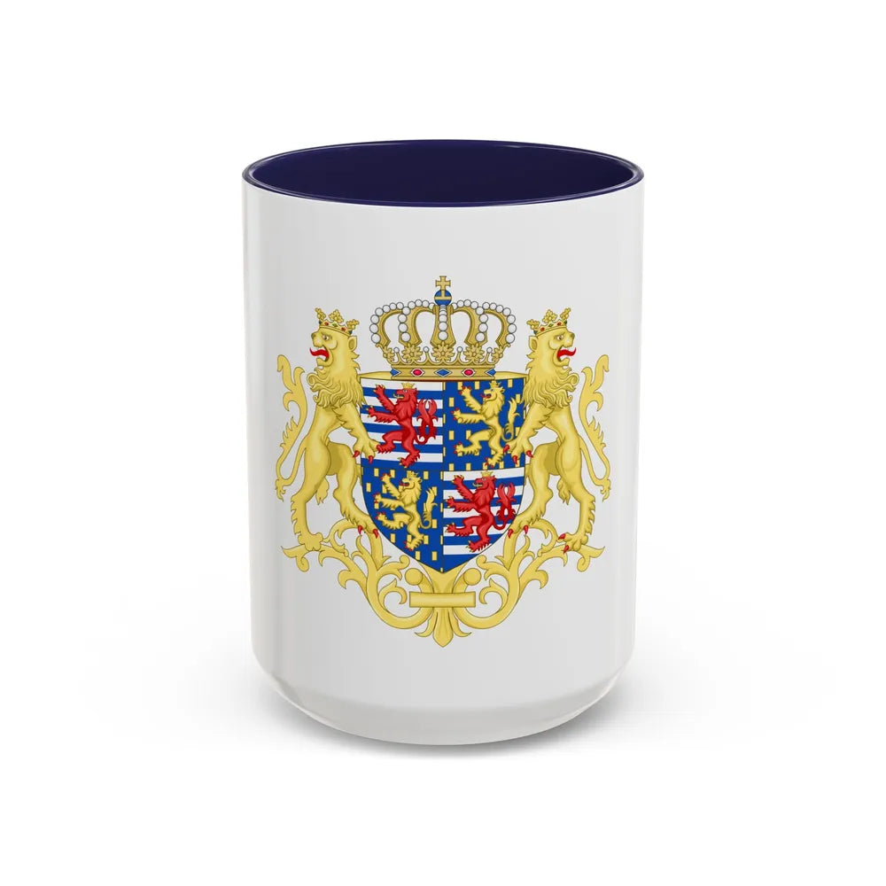 Middle coat of arms of the Grand Duke of Luxembourg (2000) - Accent Coffee Mug 15oz Navy - Go Mug Yourself