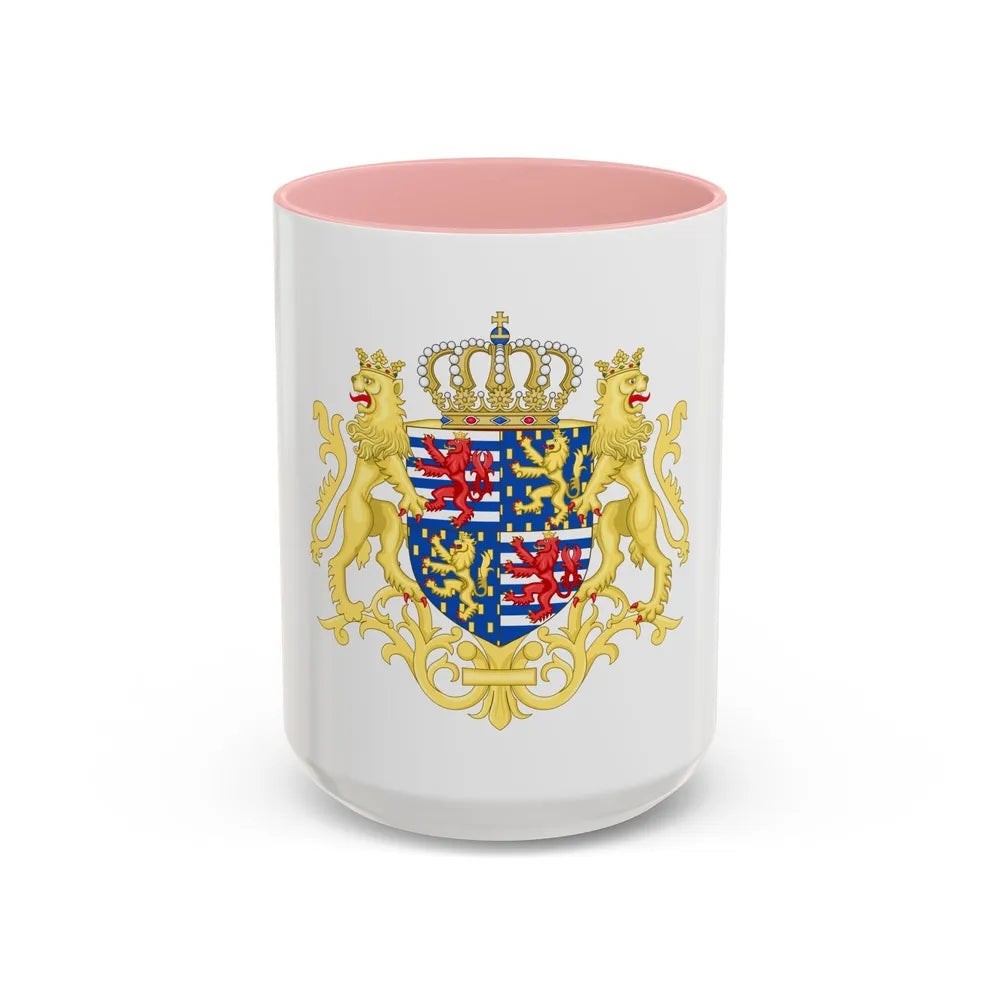 Middle coat of arms of the Grand Duke of Luxembourg (2000) - Accent Coffee Mug 15oz Pink - Go Mug Yourself