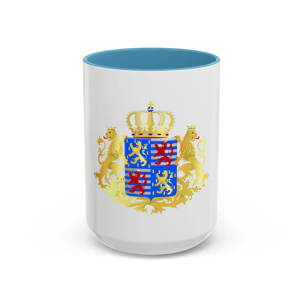 Middle coat of arms of the Grand Dukes of Luxembourg prior to 2000 - Accent Coffee Mug 15oz Light Blue - Go Mug Yourself