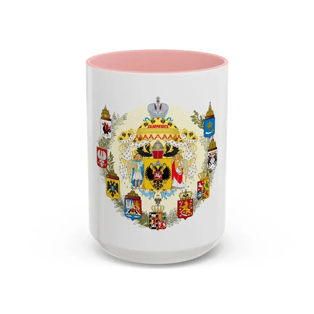 Middle Coat of Arms of the Russian Empire - Accent Coffee Mug 15oz Pink - Go Mug Yourself