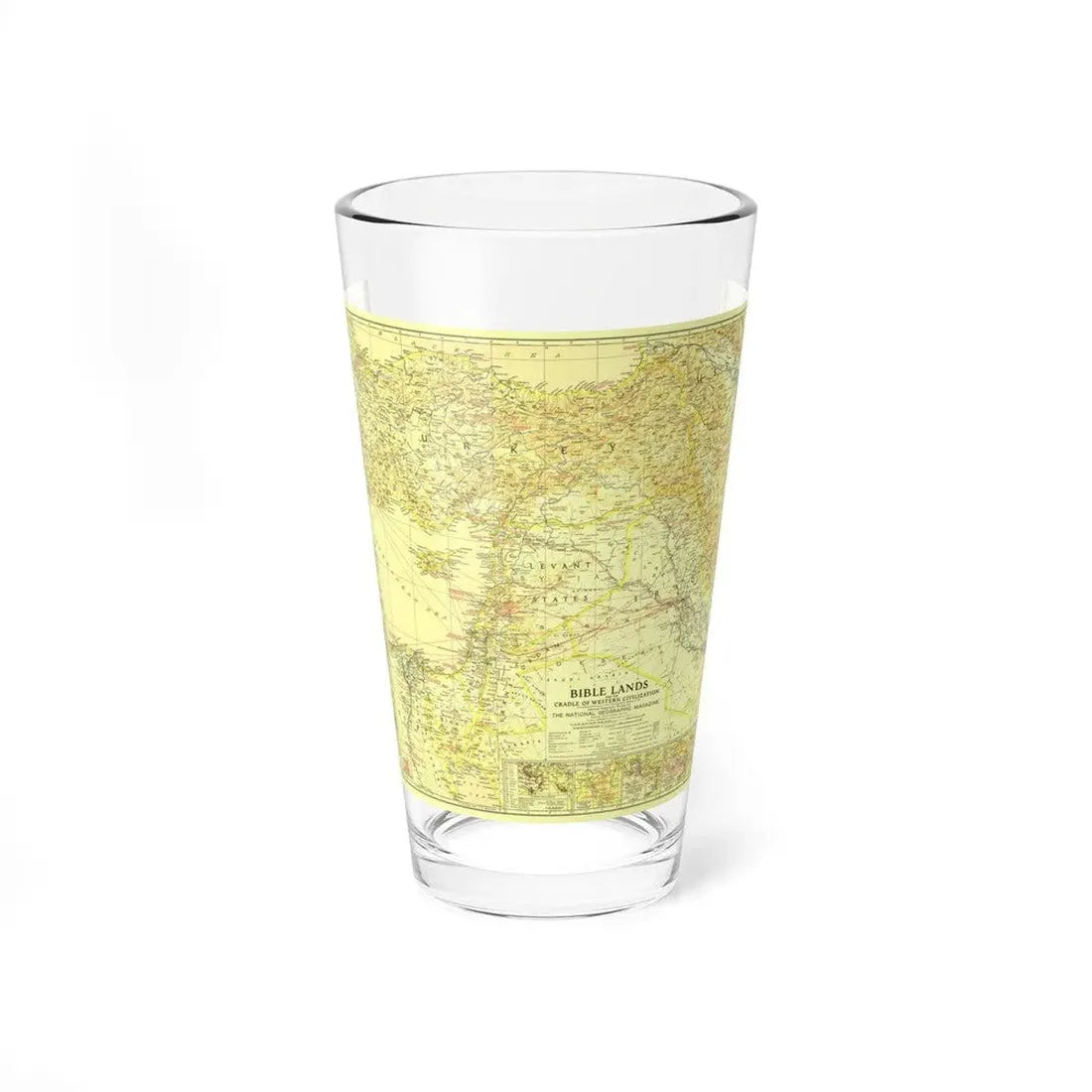 Middle East - Bible Lands and the Cradle of Western Civilization (1938) (Map) Pint Glass 16oz 16oz - Go Mug Yourself