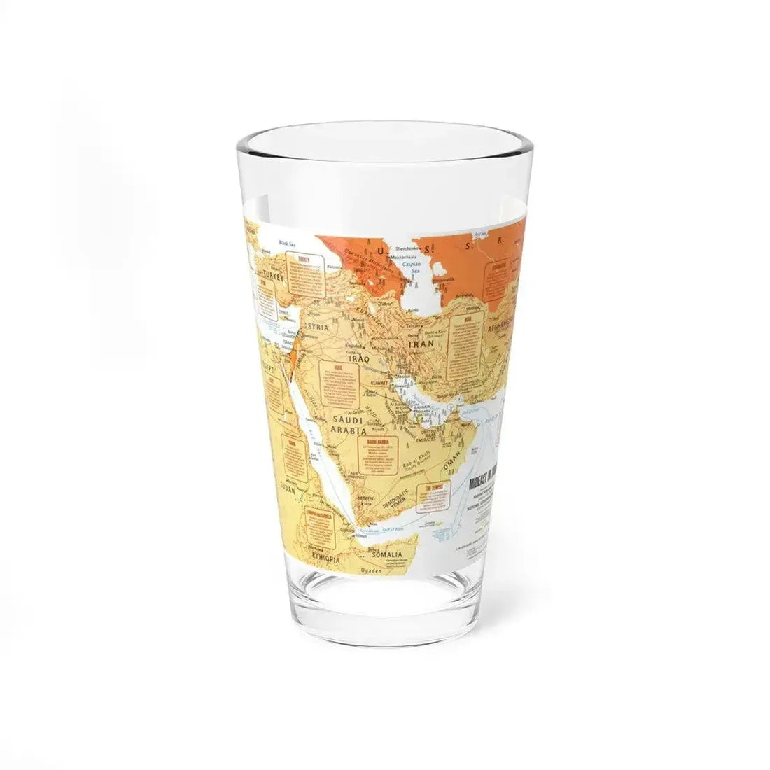 Middle East in Turmoil (1980) (Map) Pint Glass 16oz - Go Mug Yourself