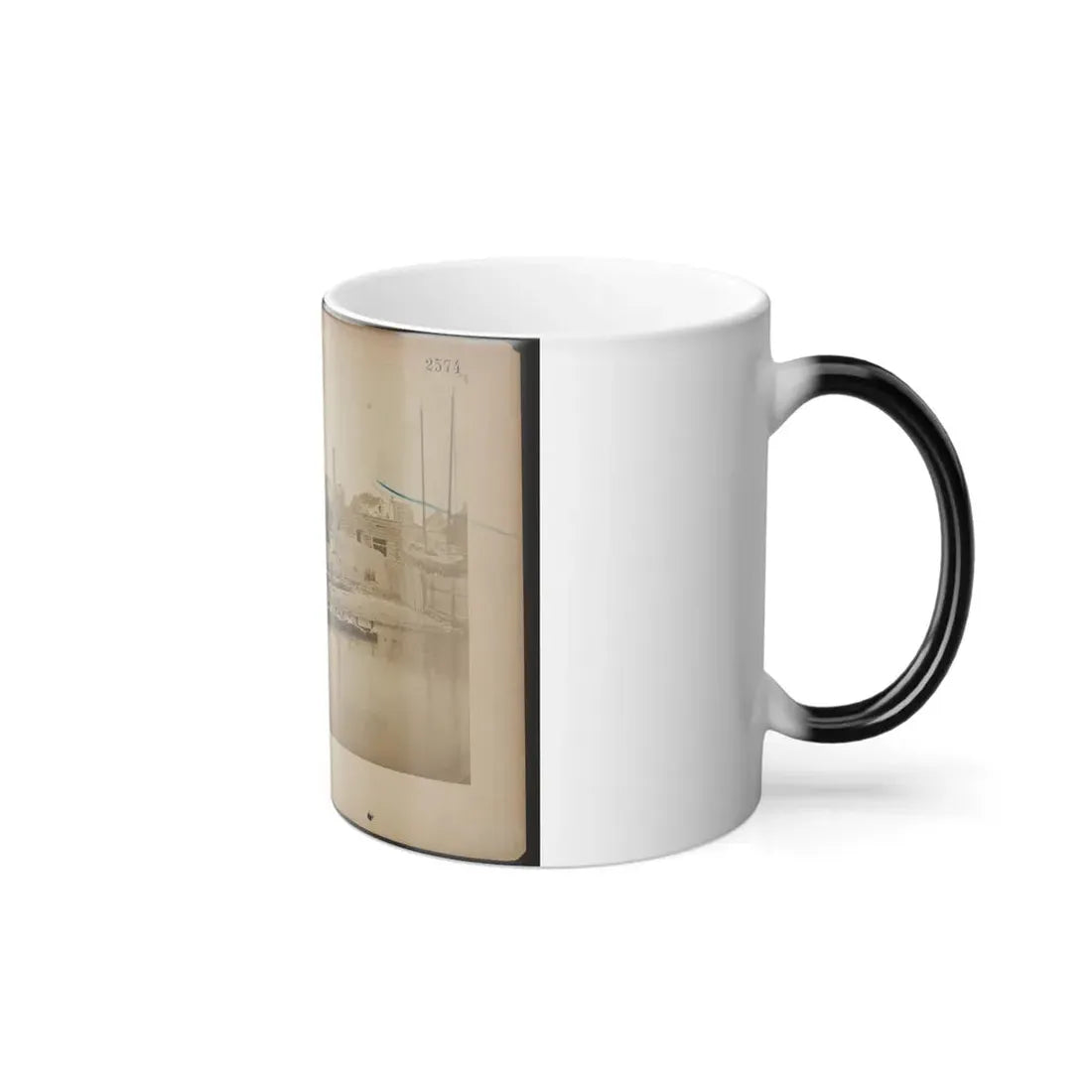 Military Construction in Northern Virginia Men Sitting in Blanket Boats Strapped Together on the Potomac River (U.S. Civil War) Color Changing Coffee Mug 11oz - Go Mug Yourself